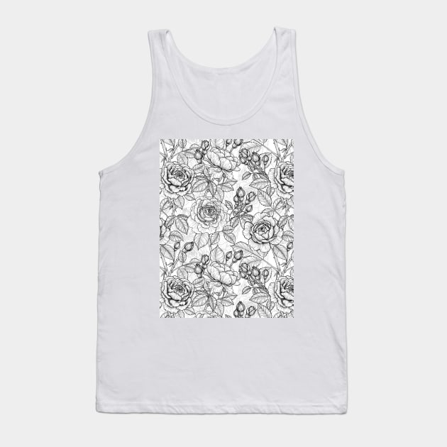 Roses on black and white Tank Top by katerinamk